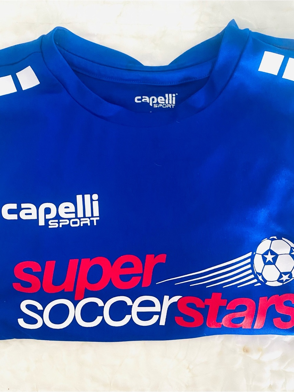⚽️Boys “Super Soccer Stars” Blue Dri-fit Sports Shirt SZ 8 (small Y) - Picture 11 of 12
